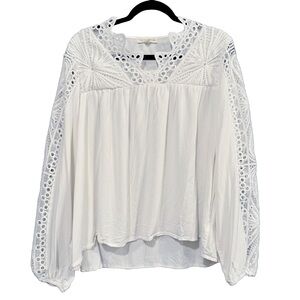 Cactus + Pearl White Lace Detail Women's Blouse Size XL